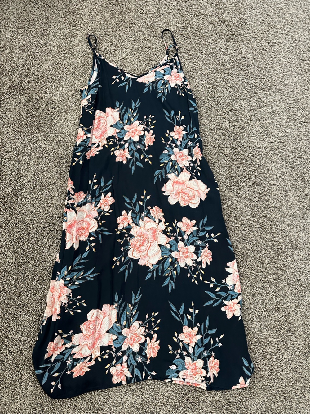 Billabong Navy Dress with Pink and Orange Floral Print